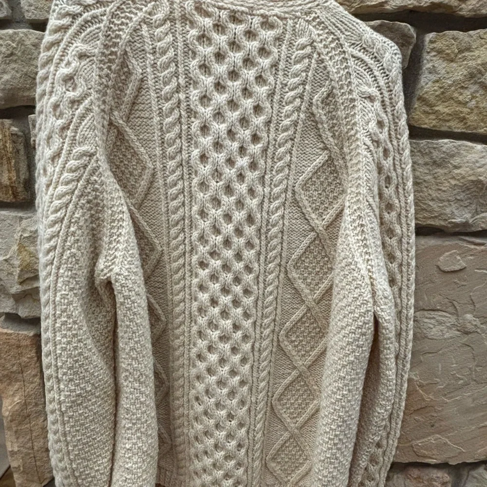 Vintage Aran Carraig Cream Cable Knit Cardigan Sweater - Picture 5 of 6